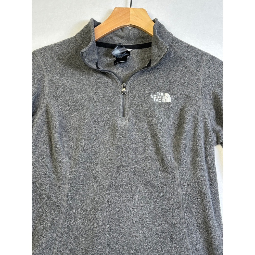 The North Face Womens TKA 100 Fleece Quarter Zip Pullover Gray Small